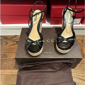 Gucci black wedge sandals